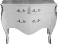 Casa Padrino Barock Kommode Weiß mit 2 Schubladen und 2 Türen 140 cm - Handgefertigt aus Massivholz- Limited Edition