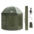 Zite Fishing Schirmzelt Anglerzelt Geschlossen 250cm – Angelschirm mit Seitenwand & Rückwand [Wasserabweisend] – Karpfen Angelzelt – Karpfenzelt mit Fenstern, Angelschirme, Angel Schirm, Anglerschirm