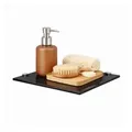 HOOZ Eckregal Glasregal Eckablage ESG – 6 mm, quadratisches Duschregal mit Halterung, Eckregal, Platzsparende Glasablage für Dusche, Bad, Küche oder Wohnraum schwarz 35 cm x 35 cm