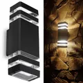 Lumiled Außenwandleuchte Wandlampe aussen Außenleuchte Wand GU10 Fassung Außenbeleuchtung Wandleuchter Gartenleuchte Terrasse Haus Fassade IP44 schwarz rechteckig Polycarbonat oben und unten