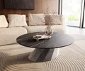 DELIFE Couchtisch Edge Rund 100x100 cm Keramik Laminam® Noir Desir Braun Parabi Metallic Silber