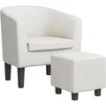 vidaXL Clubsessel mit Fußhocker Weiß Kunstleder 356494