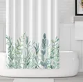 Duschvorhang grüne Blätter Blumen Pflanzen Badezimmer Textil Vorhang mit Anti...