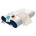 casimum Orthopädisches Nackenstützkissen Memory Foam - Höhenverstellbares Nackenkissen entlastet Kopf & HWS - Schlafkissen gegen Nackenschmerzen 60x30cm, inkl. Bezug in beige (Offwhite), mittelfest