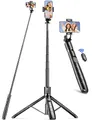 179cm Handy Stativ für Smartphone, Stabil und Tragbar Aluminium Selfie Stick Stativ, Handystativhalter mit Fernauslöser Kompatibel iPhone/Galaxy/Huawei/Camera, Perfekt für Selfies/Videoaufnahmen