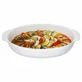 Auflaufform oval mit Henkel groß Weiß Keramik 36x23,7x6,5cm 1,8L Back-Form Ofen