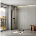 WITEN&NOCK Duschwand Walk In Schiebetür 8mm Glas mit Nano Duschabtrennung Höhe 195cm schwarz 140 cm x 195 cm