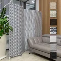 HEXIM Paravent 180x180 cm - Trennwand 4-teilig klappbar für Innenbereich - Dekorativer Blickfang Privatsphäre Raumteilung Innenbereich (L24102 dunkelblau & weiß)