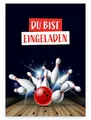 12 Premium Einladungskarten zum Kindergeburtstag + 12 Umschläge, Postkarte, 10,5x14,8cm, mit vorgedrucktem Text auf der Rückseite Einladung Karten Kinder Kids birthday Kegeln