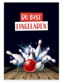 12 Einladungskarten Geburtstagseinladung Kegeln Kindergeburtstag 14,8x10,5cm