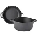TAINO Feuertopf Dutch Oven, Gusseisen (1-tlg), Feuertopf, Gusseisen, Multifunktions-Topf, Double Dutch Oven schwarz 6 l | Ø 25 cm x 26 cm x 32 cm x 16 cm
