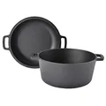 TAINO Gusseisen-Topf mit Pfannen-Deckel 6l Dutch-Oven Allzweck-Kochtopf aus Gusseisen Herd Ofen Lagerfeuer Grill