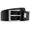 BOSS Ledergürtel Connio silberfarbene Schließe & Logo-Schriftzug auf der Schlaufe schwarz 105