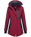 Rock Creek Damen Softshell Jacke Mantel Regenjacke Übergangsjacke Softshelljacke Damenjacke Regenmantel Outdoorjacke Kapuze D-491 Weinrot 5XL