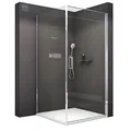 Bernstein Duschkabine ESG-Glas Duschabtrennung EX416S mit Nano, Eck-Dusche mit Hebe-Senk-Mechanismus, flexible Montage der Duschtür, Duschwand mit Drehtür, 90 x 90 x 195 cm, ohne Duschtasse