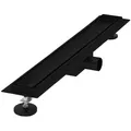 LuxeBath Duschrinne Edelstahl Doppelseitige Bodenablauf 2in1, Komplettset Bodenbefestigung, Duschablauf, Siphon mit Geruchsstop, Haarsieb, Ablaufrinne Dusche schwarz 60 cm