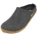 Haflinger Emils Toffel Filzpantoffel Hausschuh mit Ledersohle Unisex Hausschuh grau 37 EU