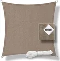 Sonnensegel quadratisch 2x2m inkl. Befestigungsseile - Sonnenschutz atmungsaktiv mit Edelstahl Ösen für Garten, Terrasse, Balkon, Taupe