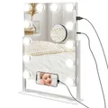 Hollywood Spiegel mit Beleuchtung, Drehbar Schminkspiegel mit 12 LED Licht