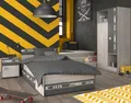 Parisot Jugendzimmer-Set Kinderzimmer Fabric 2 Parisot grau mit Kleiderschrank+Bett+Nachttisch, (3-tlg)