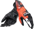 Dainese - Carbon 4 Long Gloves, Lange Sport-Motorradhandschuhe aus Leder, Knöchelschoner aus Carbon, Mann, Schwarz/Fluo-Rot/Weiß, S