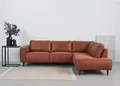 Home affaire Ecksofa Fumone, Lederoptik oder Soft-Touch Chenille, Breite 260, mit schwarzen Massivholzfüßen
