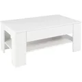 ML-Design Couchtisch 110x65x48 cm Weiß mit Schublade und Ablage Modern
