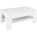 ML-Design Couchtisch mit Schublade und Ablage, 110x65x48 cm, Weiß - Weiß