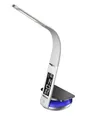 Northpoint LED Schreibtischlampe Tischlampe Leder Optik drahtlose QI-Ladestation Wecker Dimmbar Warmweiß Kaltweiß Mood Beleuchtung Uhr Temperaturanzeige Weiß