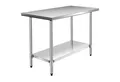 COSTWAY Küchentisch, Arbeitstisch, mit Zwischenbord, 122x61x90cm, Edelstahl