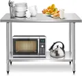 Arbeitstisch Edelstahl Küchentisch Ablage Edelstahltisch höhenverstellbar 122cm