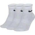 Nike U Nk Everyday Ltwt Ankle 3Pr Socken, Unisex (1 Stück), Weiß / Schwarz, L