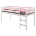 Hochbett Spielbett Kinderbett Bett m. Leiter Kiefer massiv weiss lackiert 90x200