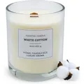 Xl Duftkerze Im Glas 13 X 10 Cm Mit Knisterdocht Aus Holz - White Cotton Duft - Große Aromakerze 1200g Wachs 50 Stunden Brenndauer