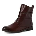 MARCO TOZZI Damen Stiefeletten zum Schnüren aus Leder mit Reißverschluss, Braun (Chocolate), 40 EU