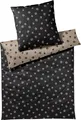 elegante Mako-Satin-Bettwäsche-Garnitur Paws Farbe Schwarz-Beige Größe 155x220+40x80