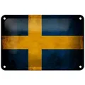 Femer GmbH Metallschild Flagge 18x12cm Schweden Fahne, (1 St), gewölbte Oberfläche, abgerundete Ecken, umgeschlagene Kanten