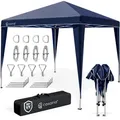Deuba - Casaria® Pavillon Capri 3x3m Pop-up Uv-schutz 50+ Wasserdicht Winterfest Mit Tasche Faltbar Stabil Camping Garten Faltpavillon Partyzelt Blau