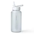 VINSUN Sportflasche 1L Tritan mit Strohhalm Deckel - BPA frei, auslaufsicher - leichte Trinkflasche für Fitness Training, Reisen, Arbeit, Sport - Wasserflasche weiß