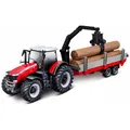 Bburago 18/31659 Massey Ferguson 8740S tractor Official scale 1:32 metal with loader and tree trunks (33127359)