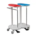 Wäschewagen MULTICART 2-Fach Wäschesammler Plus koppelbar, mit Deckeln, Tretvorrichtung, Schiebegriff