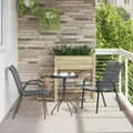 Garten Bistro Set 3 pcs Grau Stahl