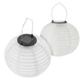 LED Solar Lampion aus Nylon - 2 Stück 30 cm - Garten Deko Beleuchtung warm weiß - Solarleuchte Laterne Leuchtkugel Dekoleuchte Partylicht für Außen wetterfest