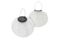 Spetebo LED Gartenleuchte LED Solar Lampion aus Nylon - Set, Einschaltautomatik, LED, warm weiß, Garten Deko Beleuchtung warm weiß