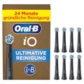Oral-B iO Ultimative Reinigung Aufsteckbürsten — ORIGINAL Zahnbürstenaufsatz für Elektrische Oral-B iO Zahnbürsten — Ersatzbürsten, Bürstenköpfe — Tiefenreinigung & Plaqueentfernung — Schwarz, 8 Stück
