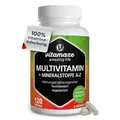 Multivitamin Kapseln hochdosiert, 23 wertvolle Vitamine A-Z & Mineralien, 120 vegetarische Kapseln für 4 Monate, Vitalstoffe & Spurenelemente optimal kombiniert