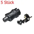 5 Stück Gummi-Schuko-Stecker, Schukostecker 220V, IP44 schwarz