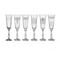Crystalex Sektglas Royal mit unterschiedlichen Ornamenten, 6-tlg., Kristallglas, 6 Gläser mit verschiedenen Ornamenten, Pantografie