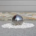 CLGarden Gartenbrunnen ESB3 aus Edelstahl mit 30cm Edelstahlkugel poliert inkl. LED Beleuchtung direkt am Wasseraustritt der Kugel Edelstahlbrunnen...