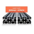 VEVOR 4er Set 600 mm T-Nut 4040 Aluminium-Strangpressprofil, eloxierte Linearschiene nach europäischem Standard, Nutenprofil für 3D-Drucker, CNC-Mas